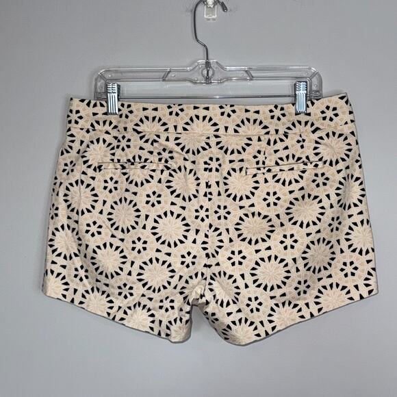 J. Crew Womens Chino Shorts Size 10 Stretch Tan Black Floral Medallion Print - Picture 8 of 8
